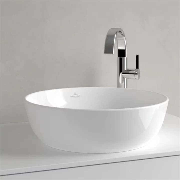 Villeroy and Boch Artis  mosdó kerek - 43cm, ráültethető, túlfolyó nélkül - fehér alpin 41794301