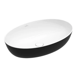 Villeroy and Boch Artis  mosdó ovális - 61x41cm, ráültethető, túlfolyó nélkül - coal black/fekete 419861BCT8